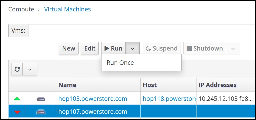 A screenshot of Run Once option selected - OVM VM creation – step 5
