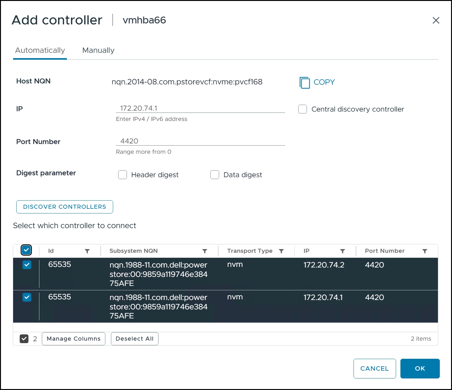 Add NVMe/TCP adapter in vSphere - auto controller