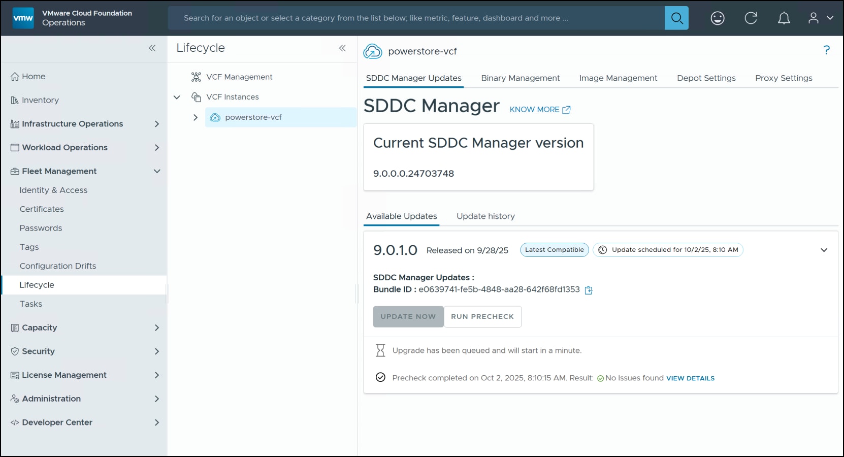 A VCF Operations image containing the SDDC Manager version