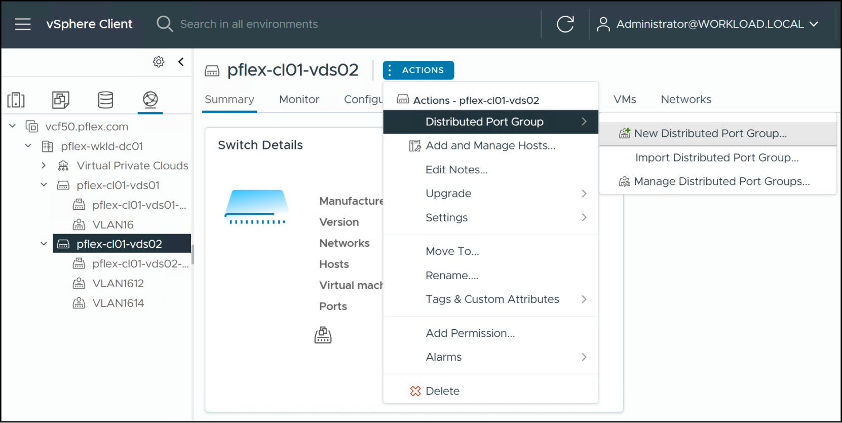 NVMe/TCP distributed port group - New creation