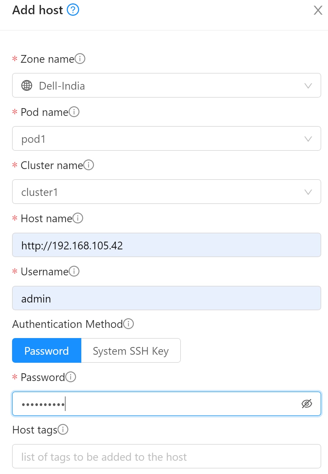 This figure shows how to add a host.
