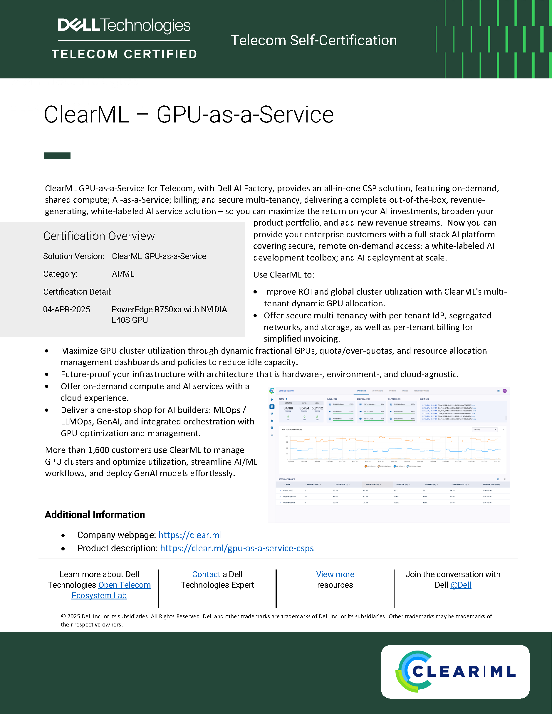 Screen capture of ClearML Self-Certification