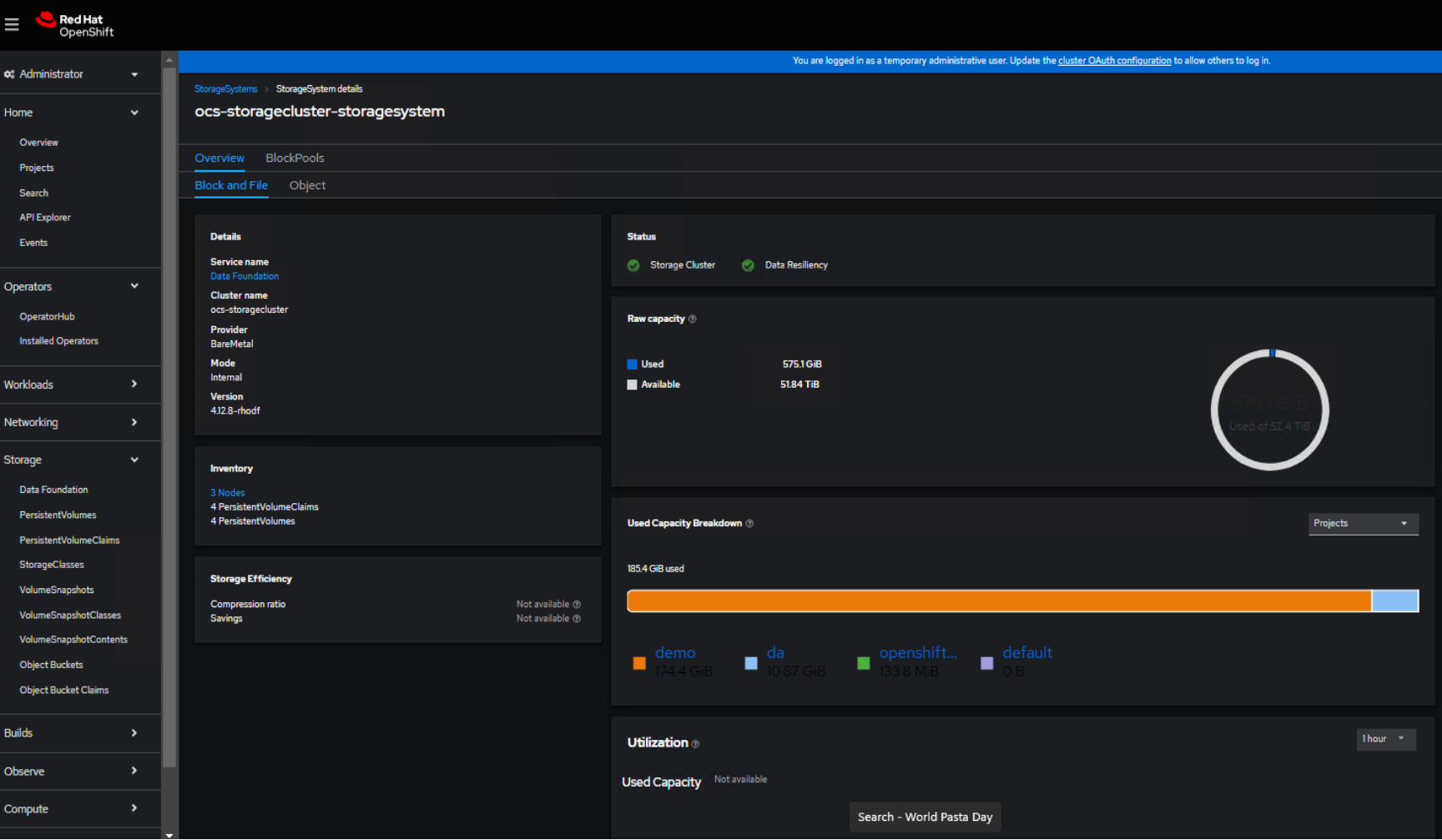 This shows a screenshot of the data foundation dashboard.