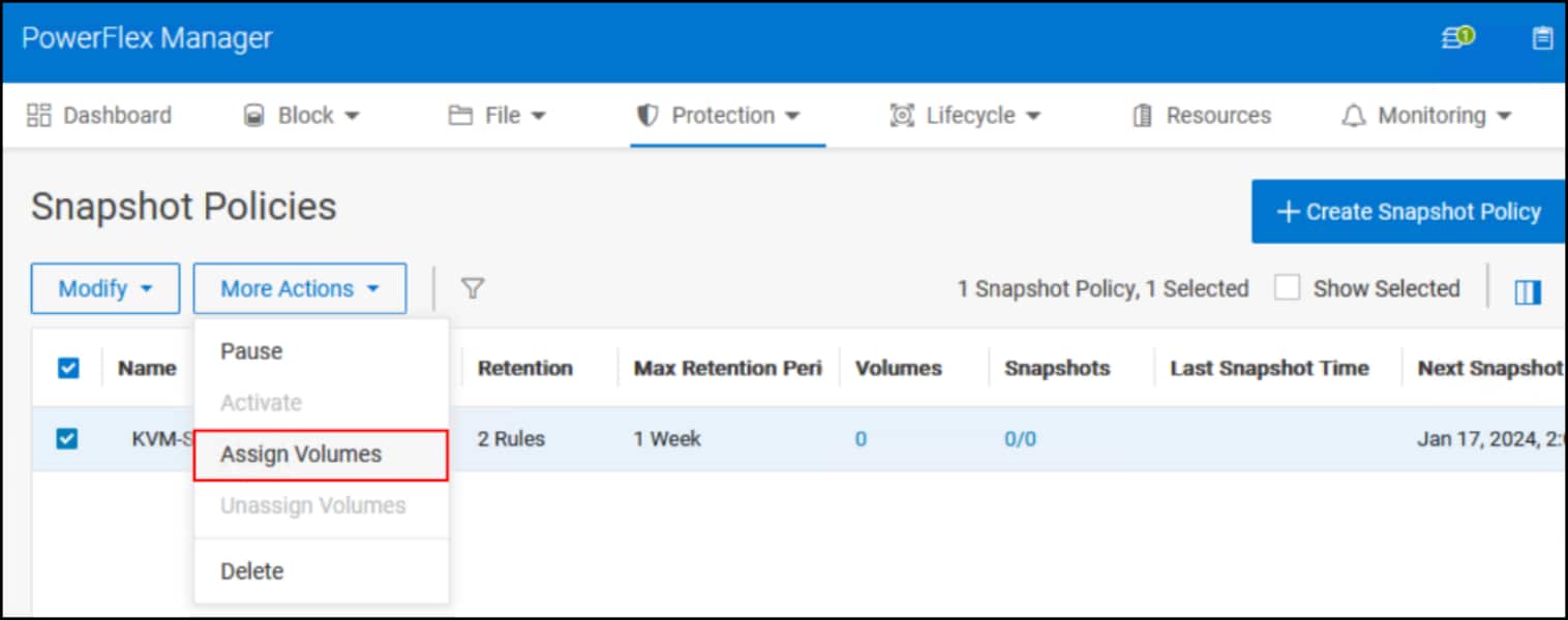 A screenshot showing how to assign volumes.