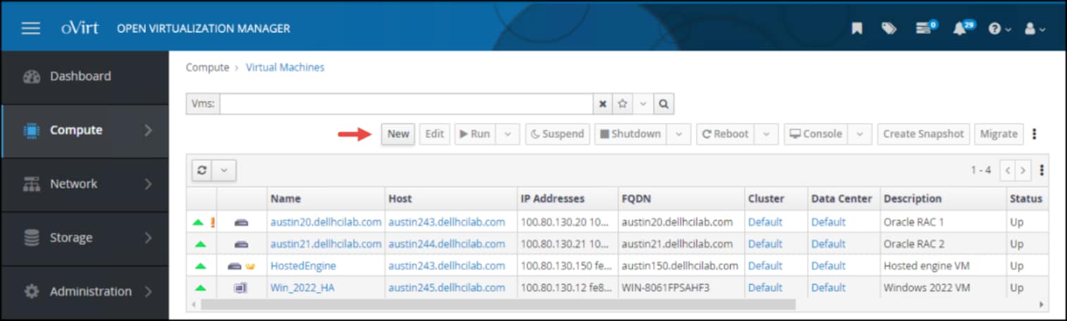 A screenshot showing step 1 of creating an OVM VM.