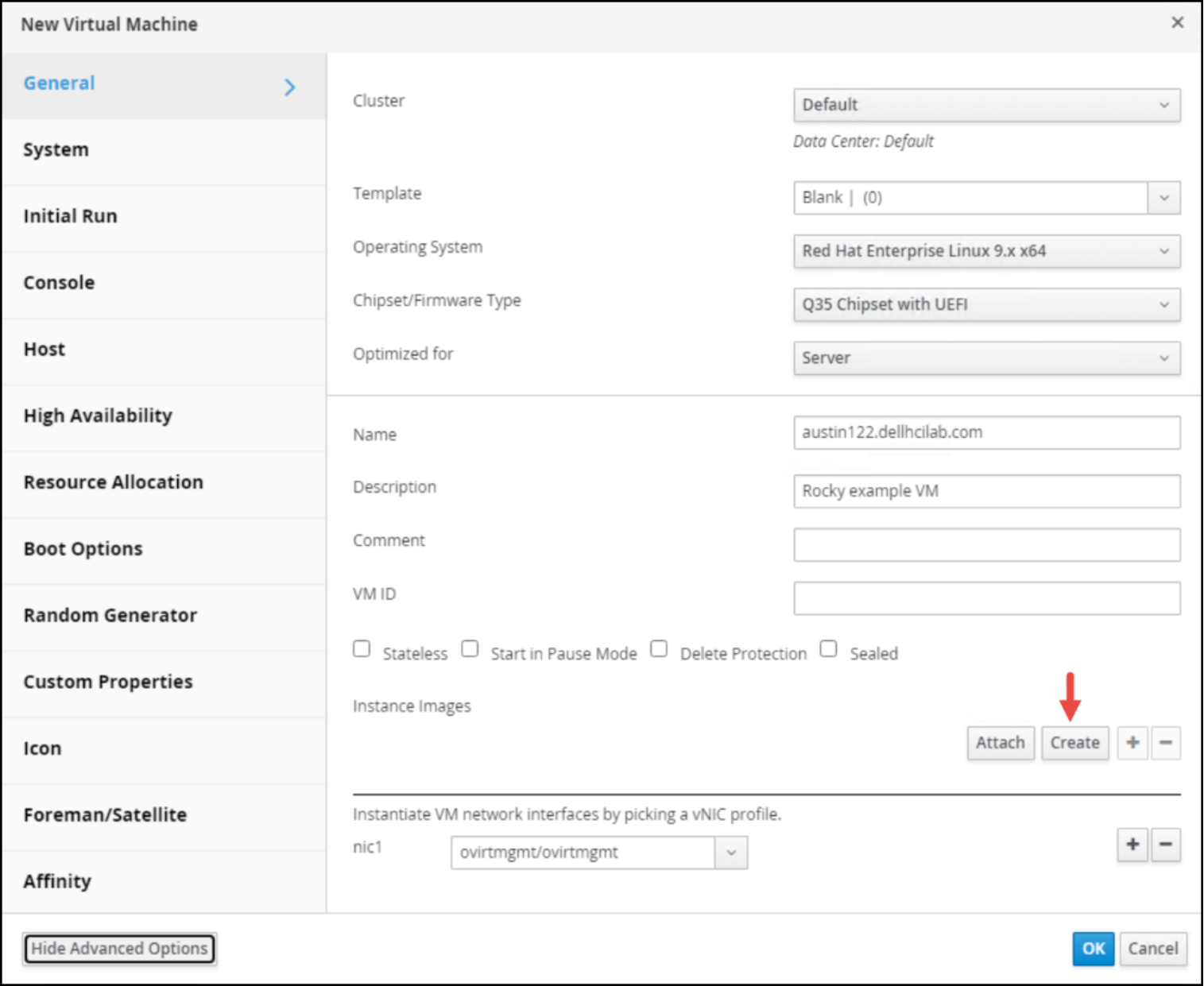 A screenshot showing step 2 of creating an OVM VM.