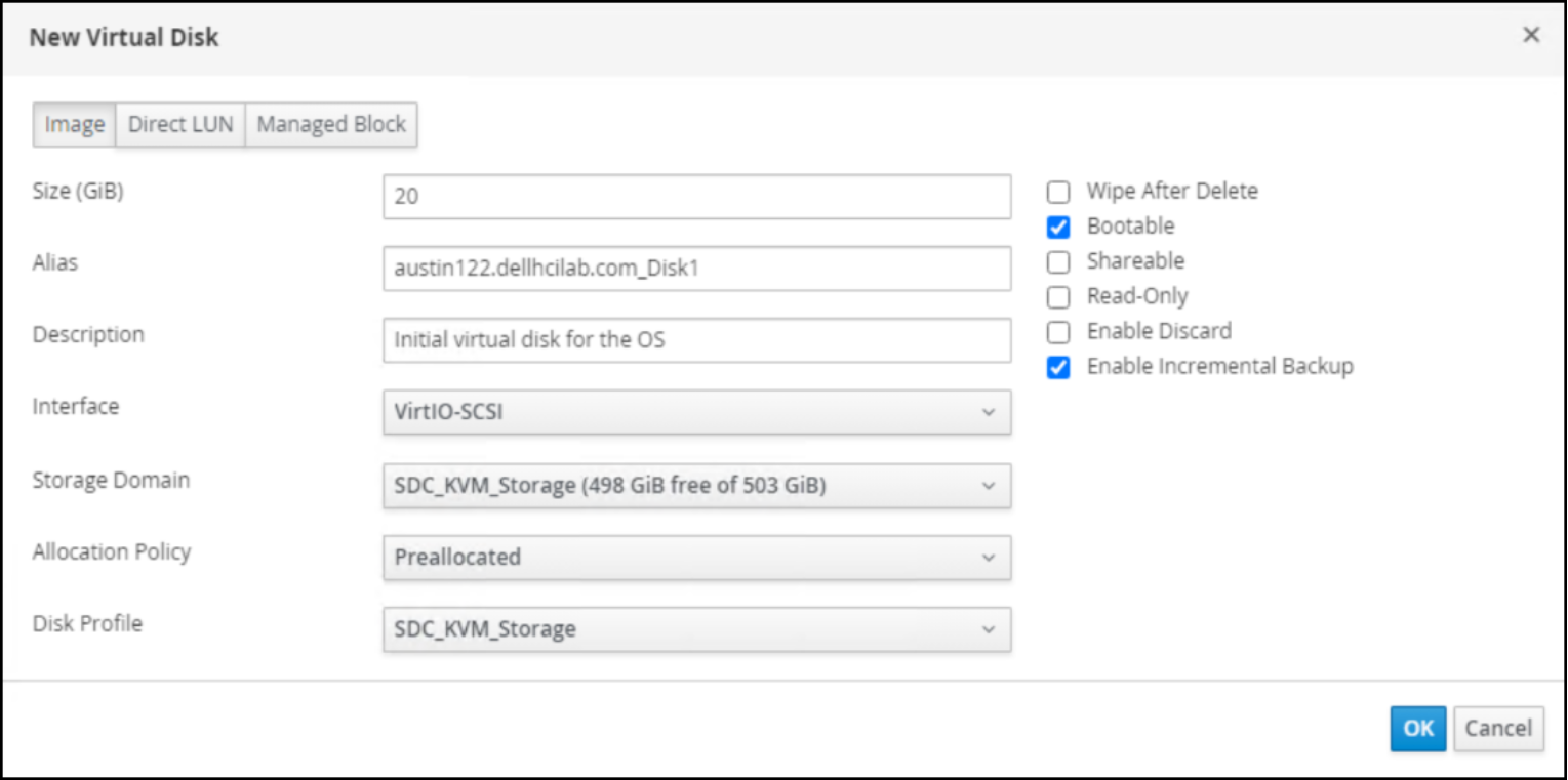 A screenshot showing step 3 of creating an OVM VM.