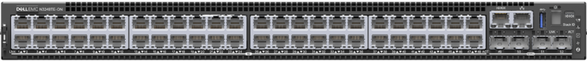 This figure shows a photo of the Dell PowerSwitch N3248TE-ON switch.