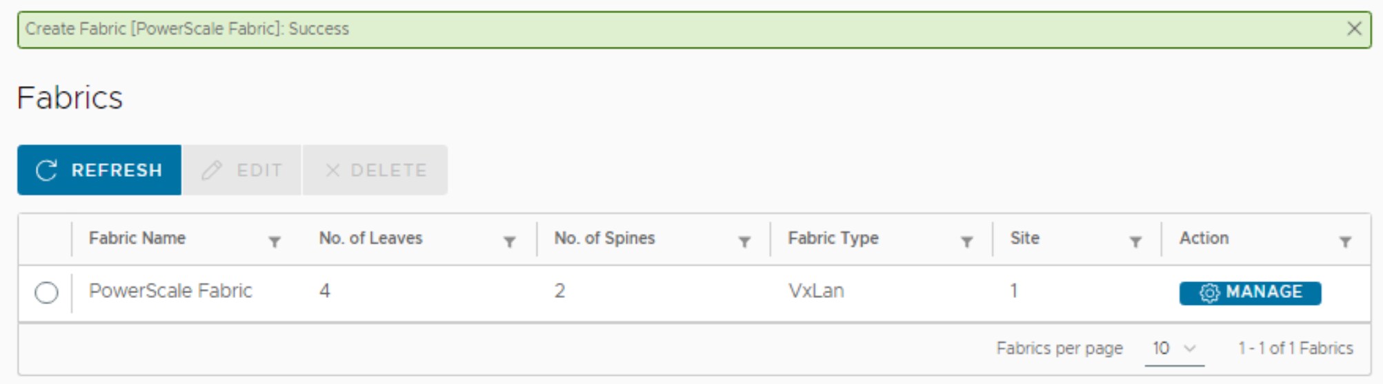 This figure shows a screenshot of the Fabrics page.