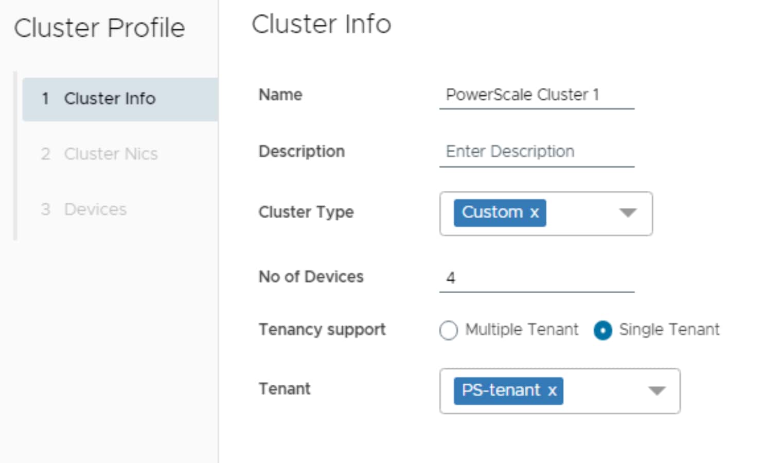 This figure shows a screenshot of the Cluster Info page.