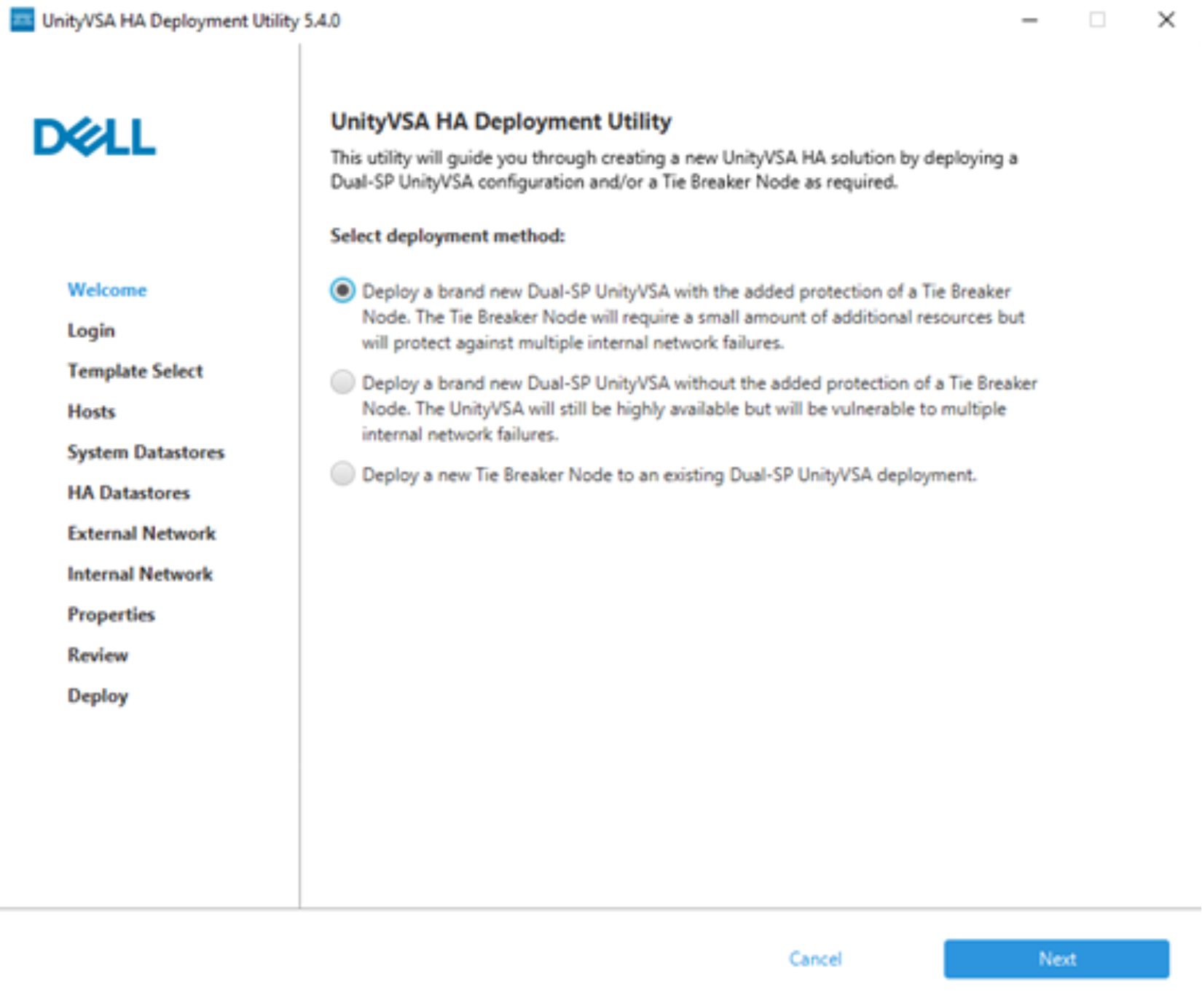 UnityVSA Dual Node deployment Utility