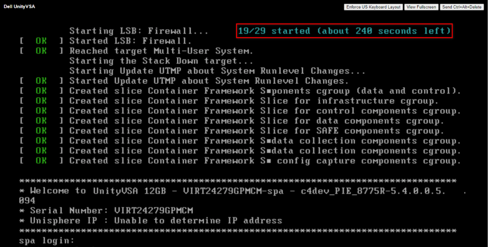 UnityVSA deployment booting up from VMware VM console