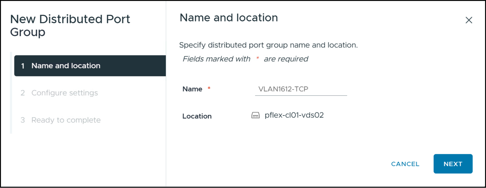 NVMe/TCP distributed port group - name of new group