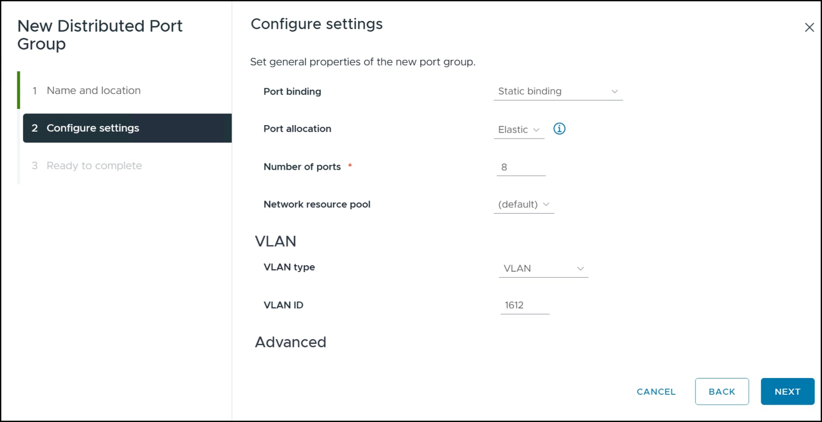 NVMe/TCP distributed port group - set the VLAN