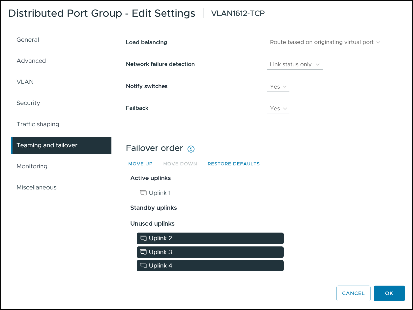 NVMe/TCP distributed port group - change port group settings