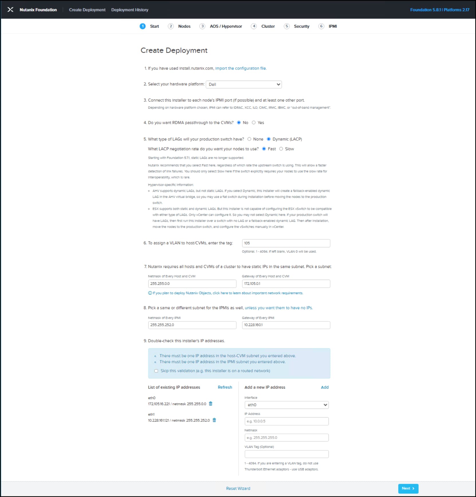 Screenshot of Nutanix Foundation start page.