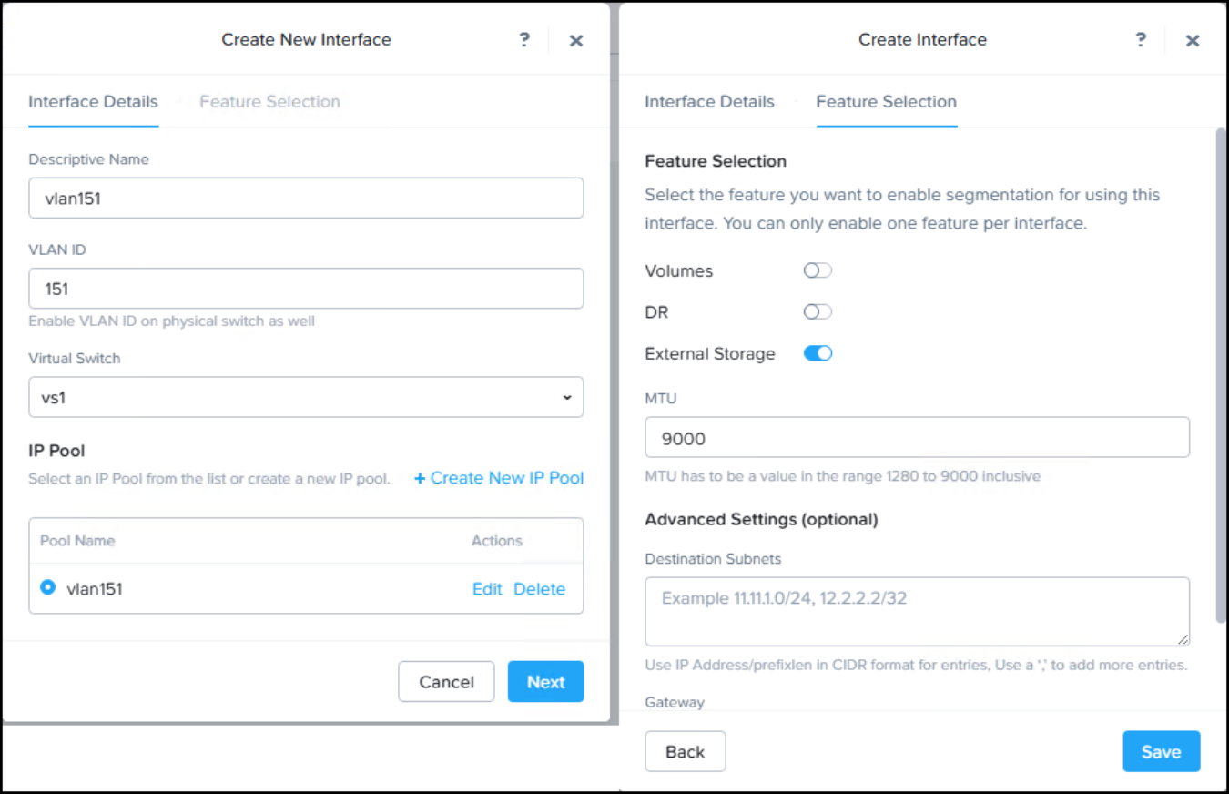 Screenshot of Prism Element UI Create New Interface workflow.