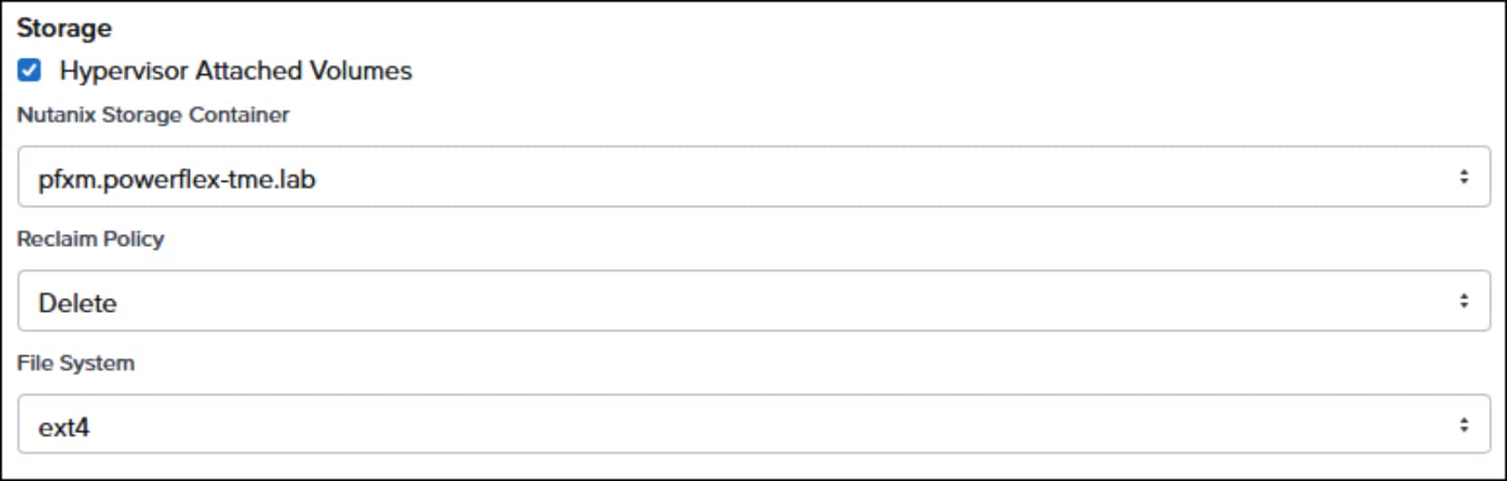Figure showing storage container portion of NKP workload cluster deployment.