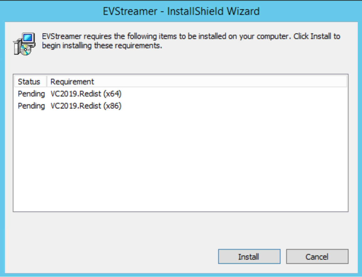 Click Install to install the Visual C++ Redistributable packages