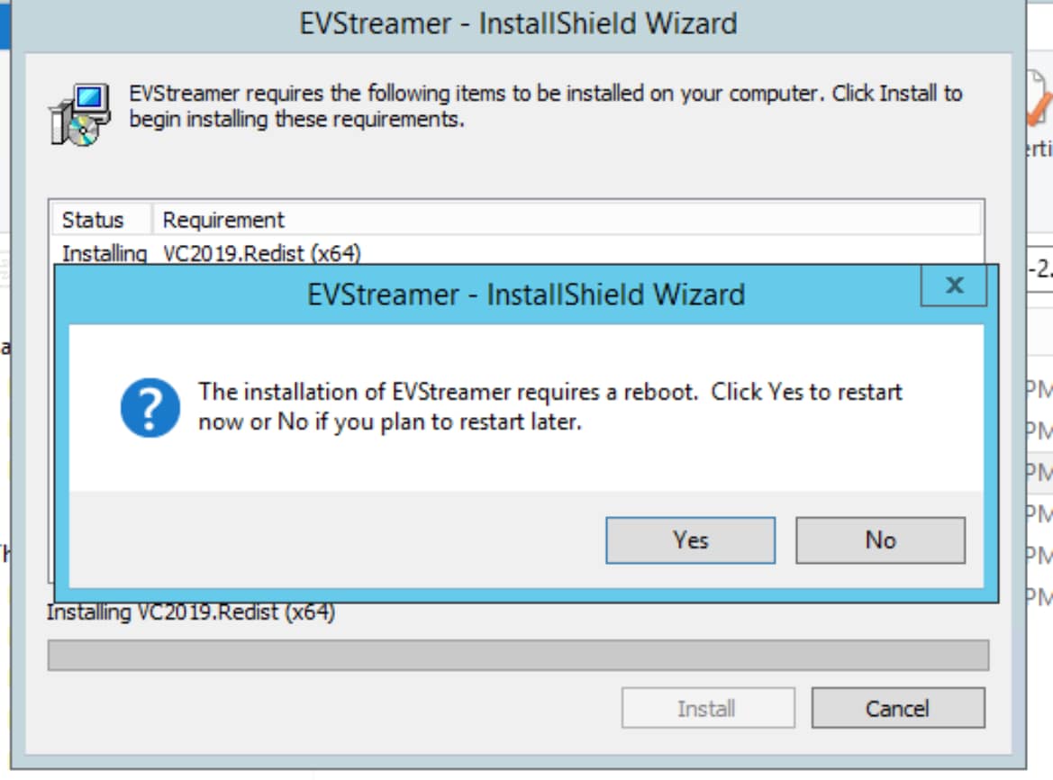 Click Yes to reboot the server