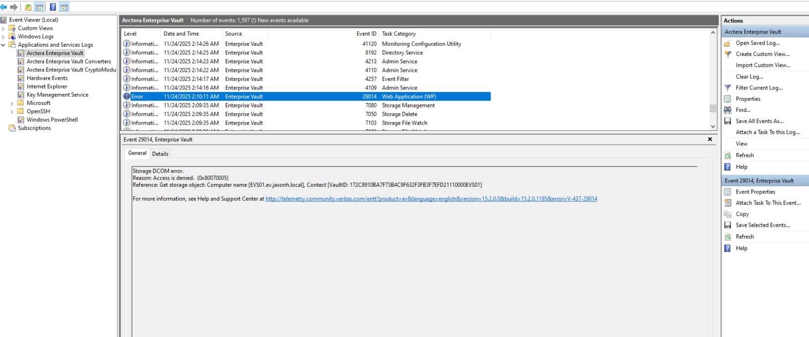Windows event log