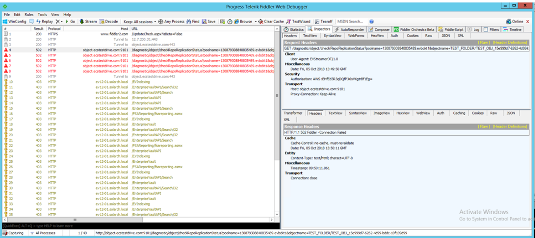 Fiddler output