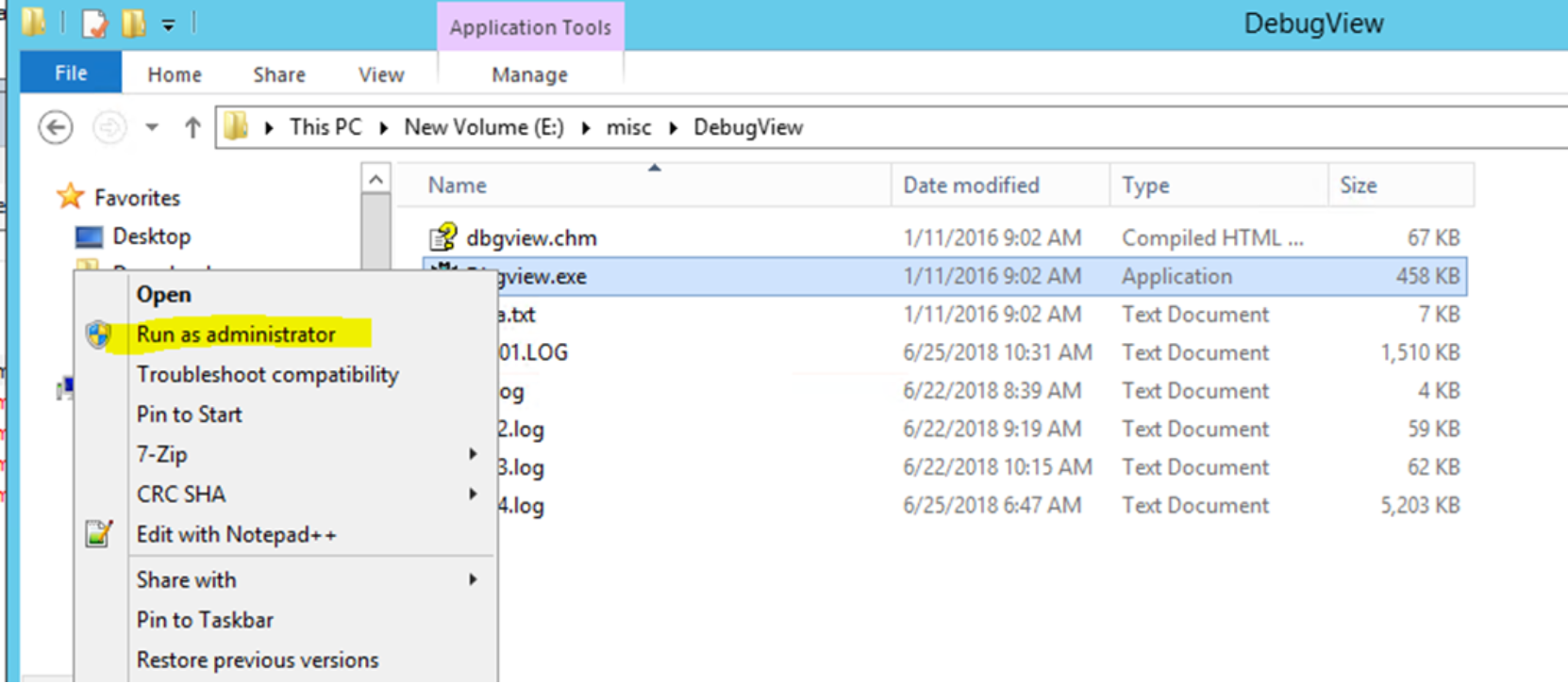 Running DebugView