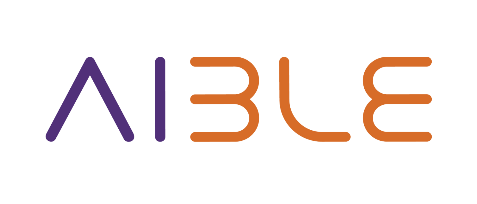 AIBLE logo with purple and orange rounded letters on a white background.