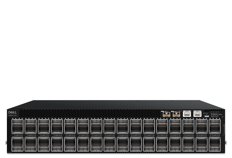 Gold and black Dell PowerSwitch networking switch with multiple front ports on a plain white background.