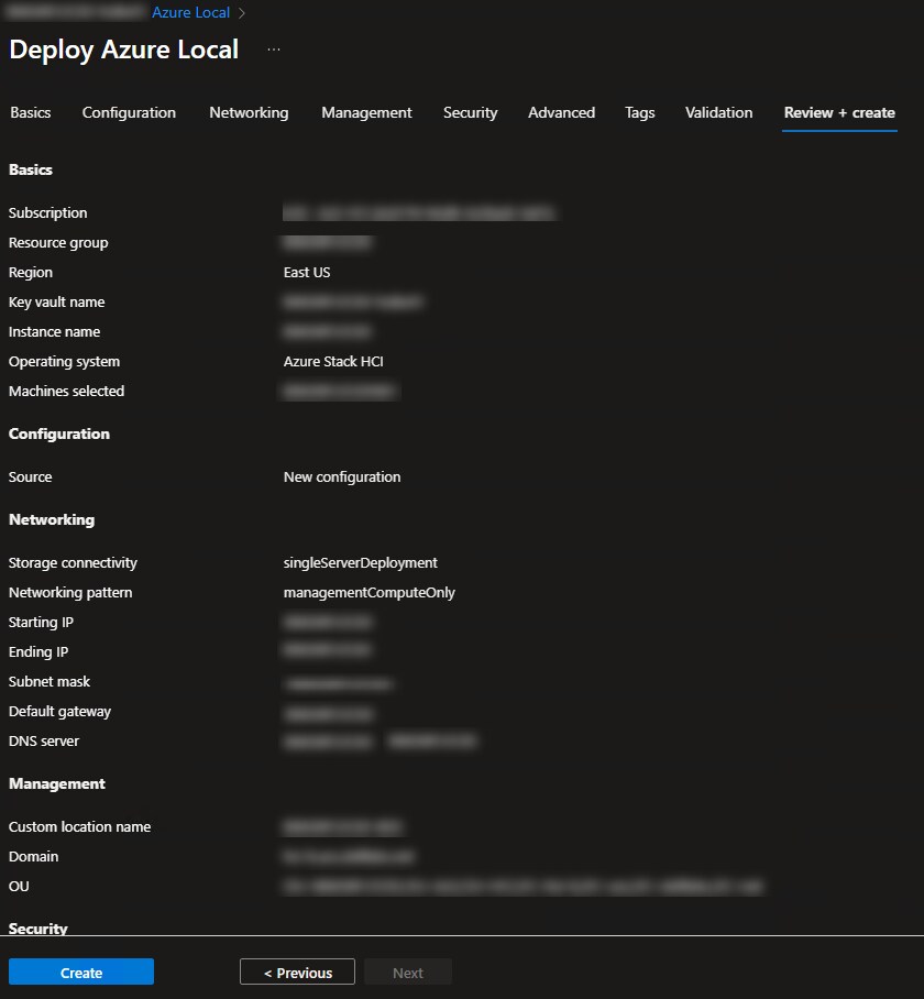 Deployment wizard - review window