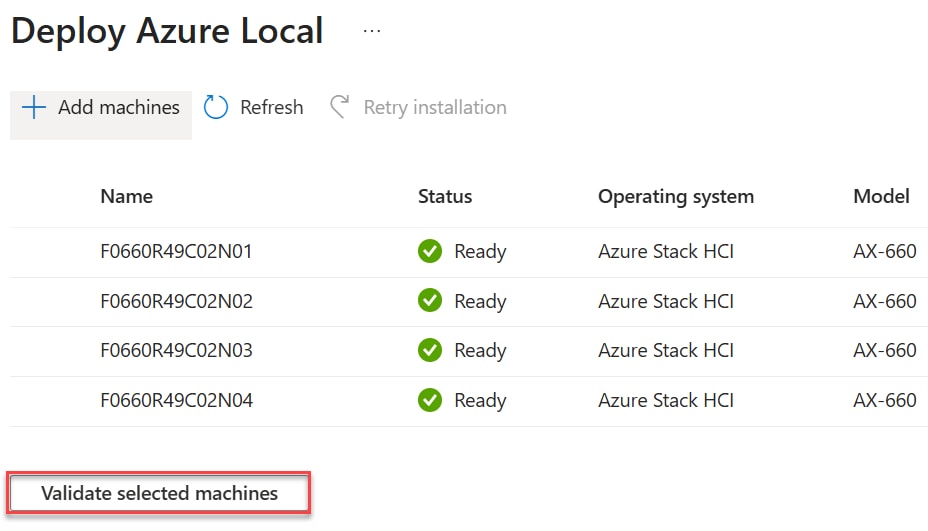Validating machines during Azure Local Instance creation