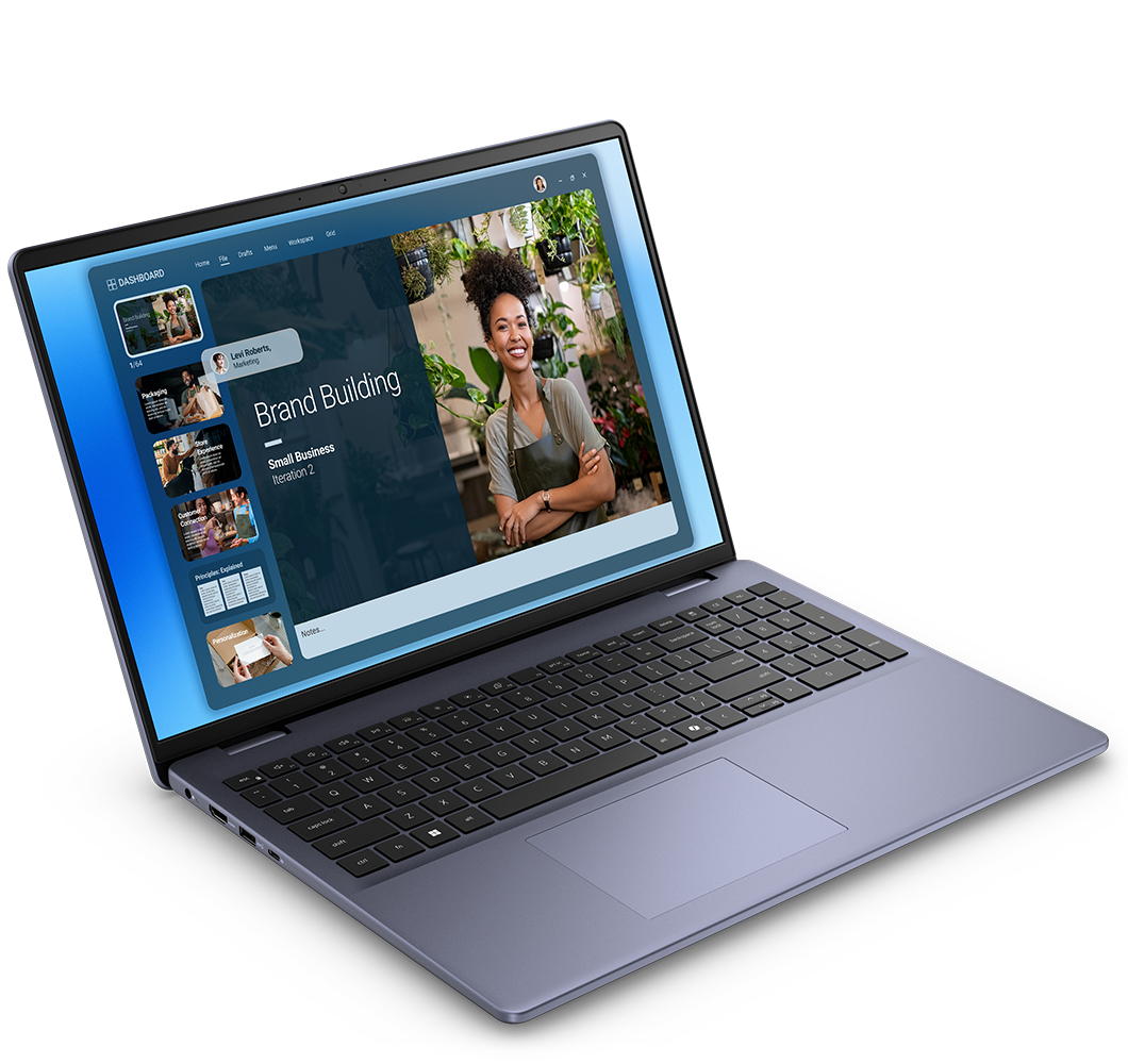 미드나잇 블루 색상의 Dell 16 DC16251 노트북