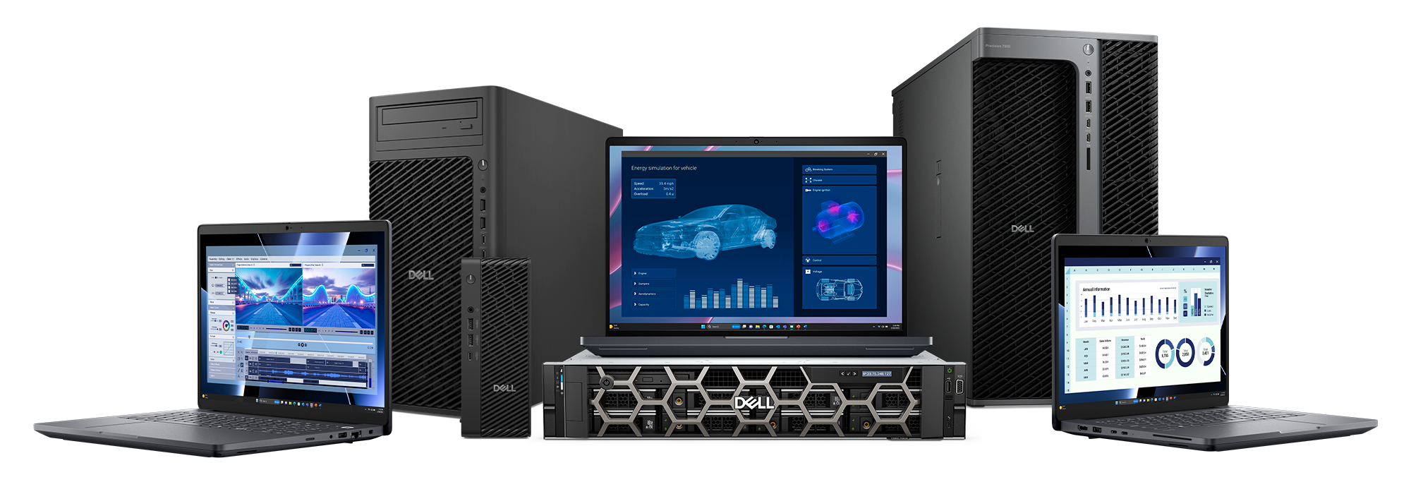 Dell Pro Max Tower T2 FCT2250, Micro FCM2250 desktops, MC16250, MC14250, MB18250 laptops, Precision 7960 tower and rack workstation.