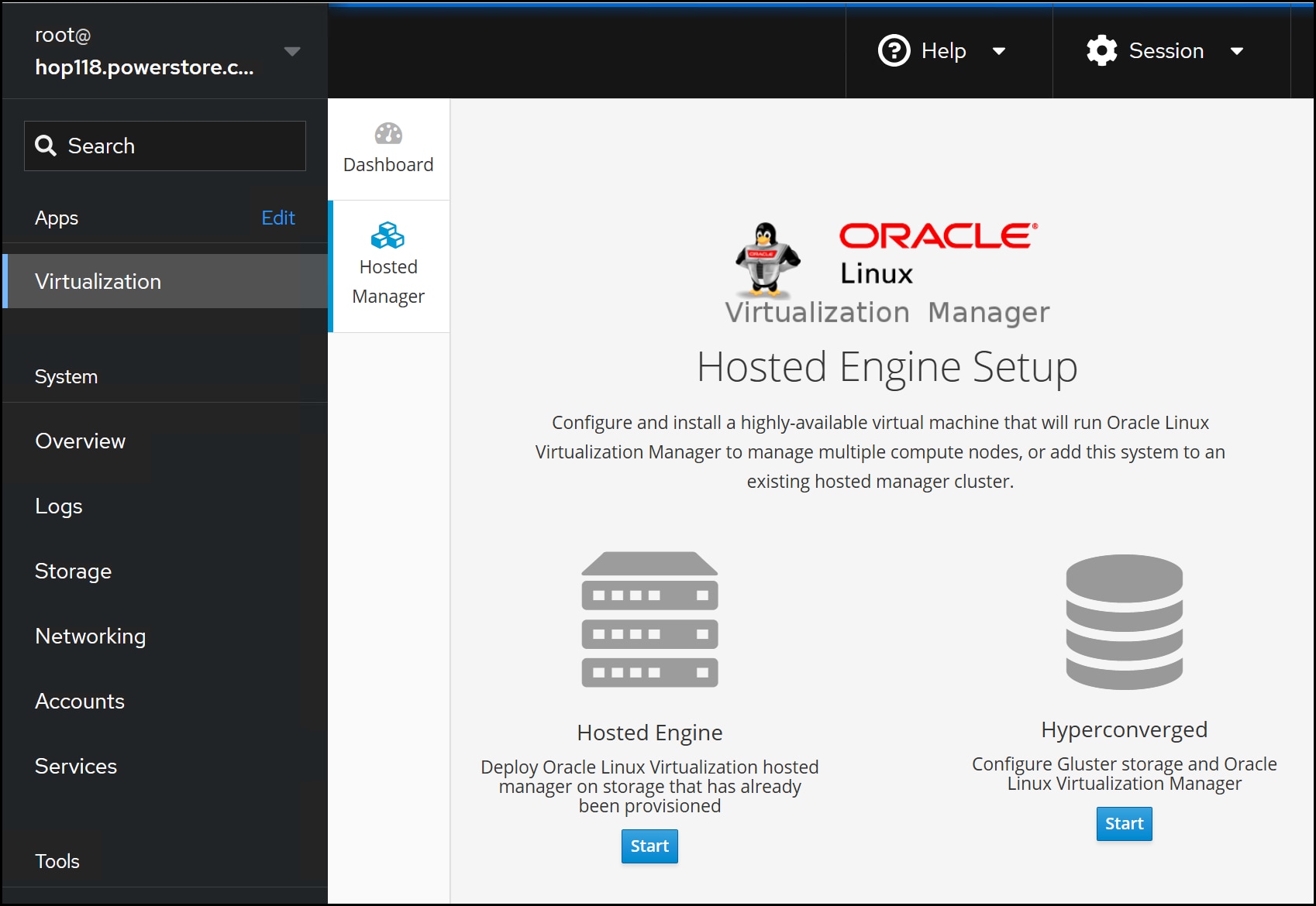 Screen capture of Hosted Engine Setup screen