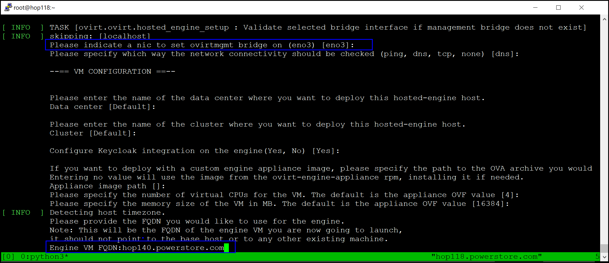 A screenshot of Engine virtual machine specifications