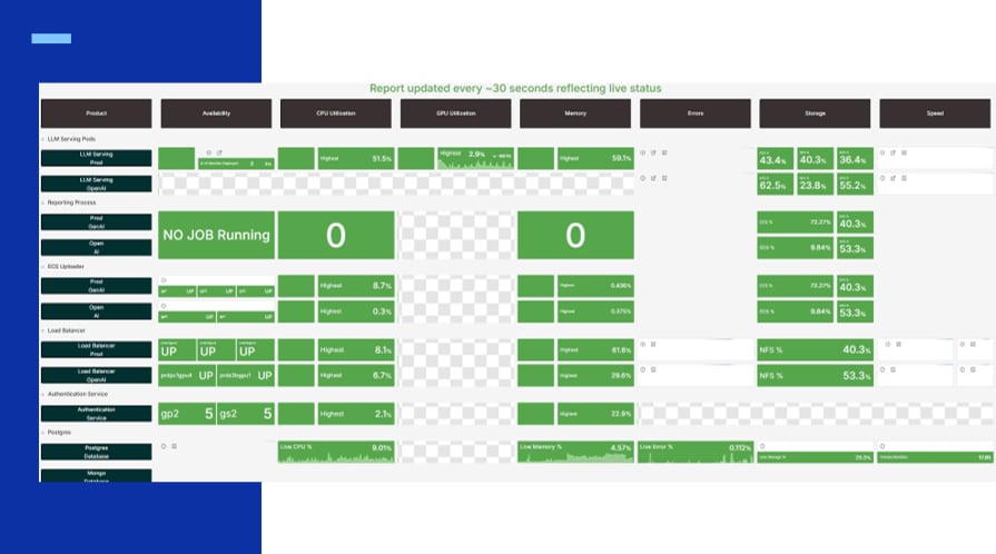 Screen capture showing Infrastructure performance
