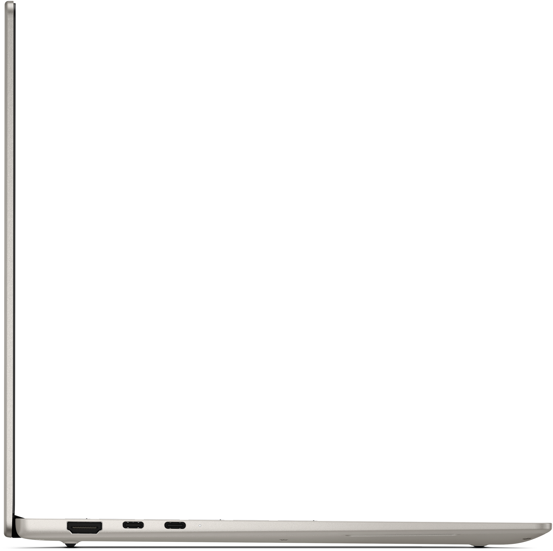 Slim beige Dell 14S DS14270 Laptop right-side view with visible ports on white background.