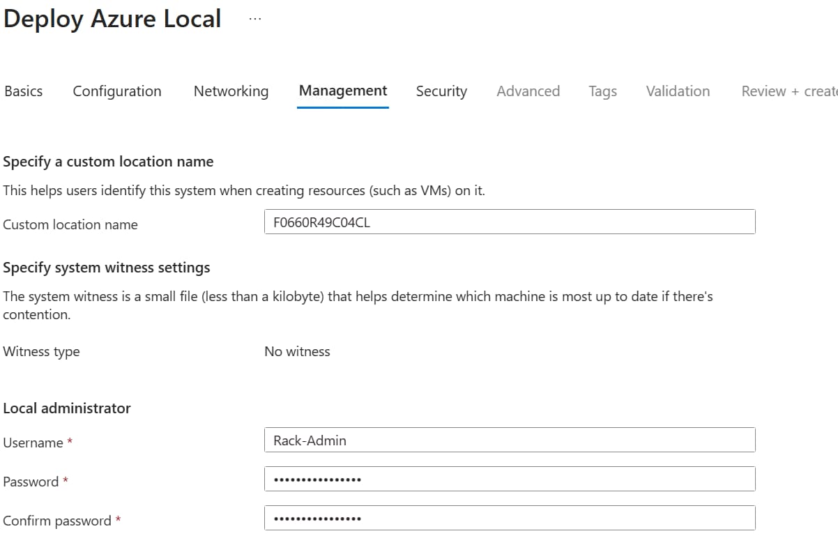 Management window with details