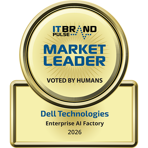 IT Brand Pulse Market Leader 2026 award badge for Dell Technologies Enterprise AI Factory