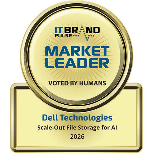 IT Brand Pulse Market Leader 2026 award badge for Dell Technologies Scale-Out File Storage for AI