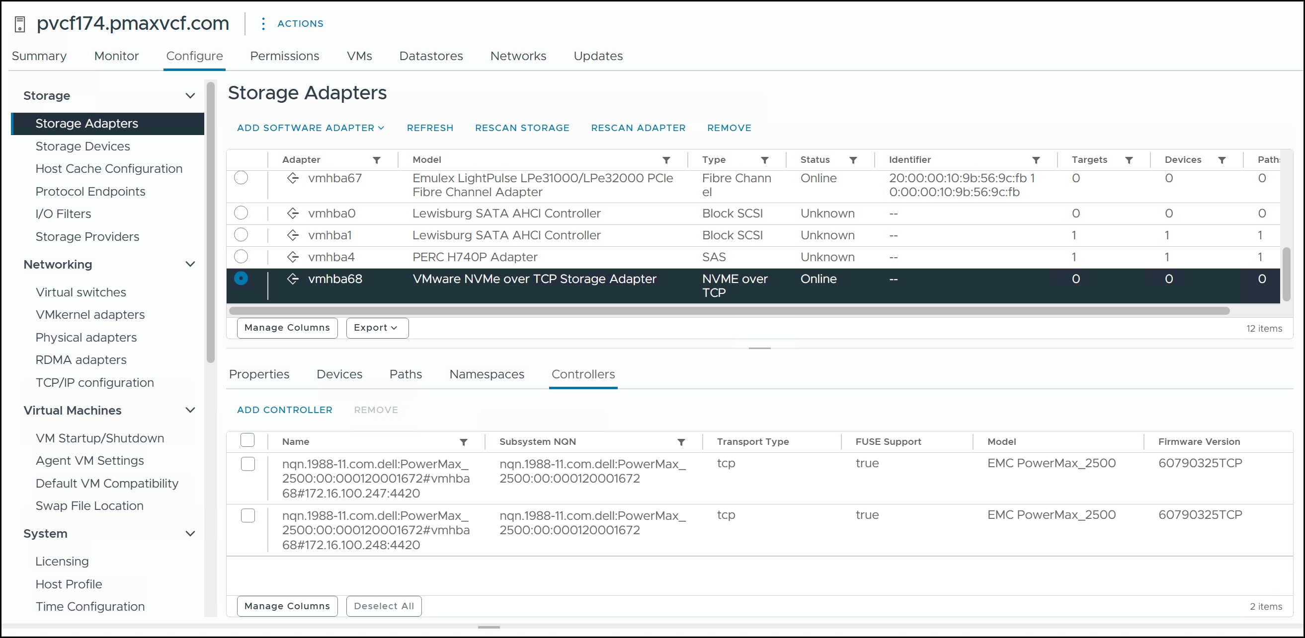 Add NVMe/TCP adapter in vSphere - testing connectivity
