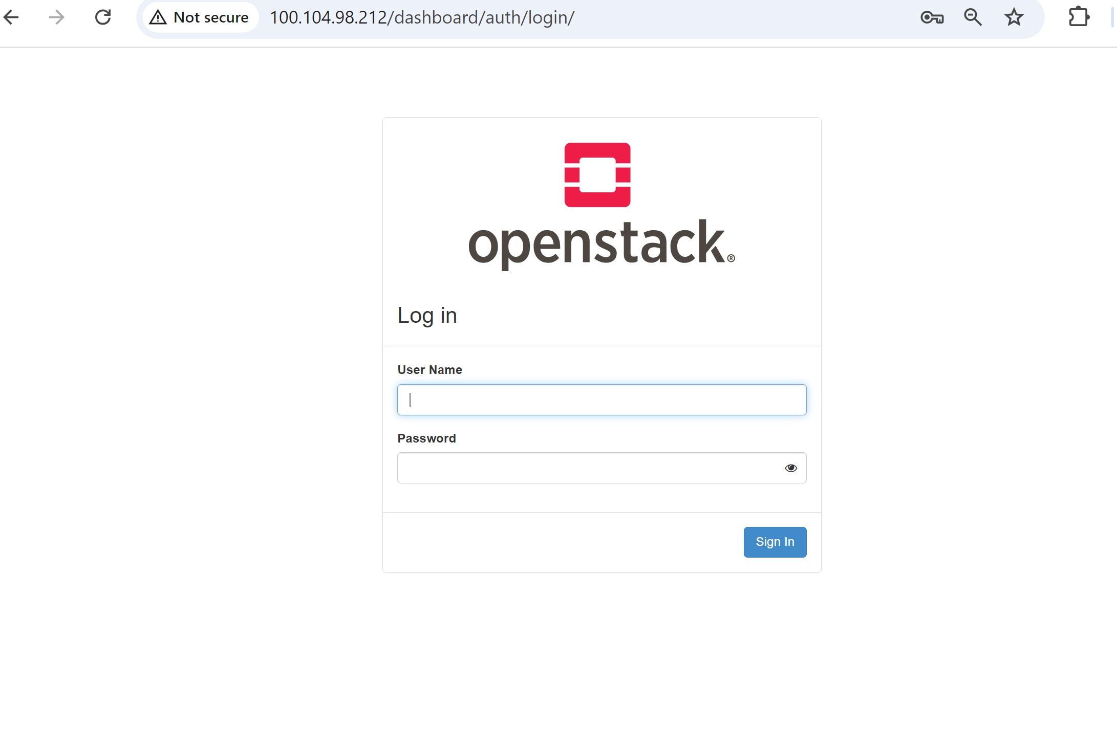 OpenStack login page