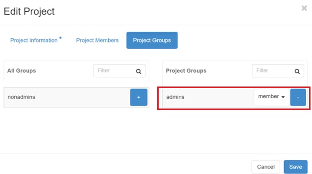 OpenStack Project Groups tab