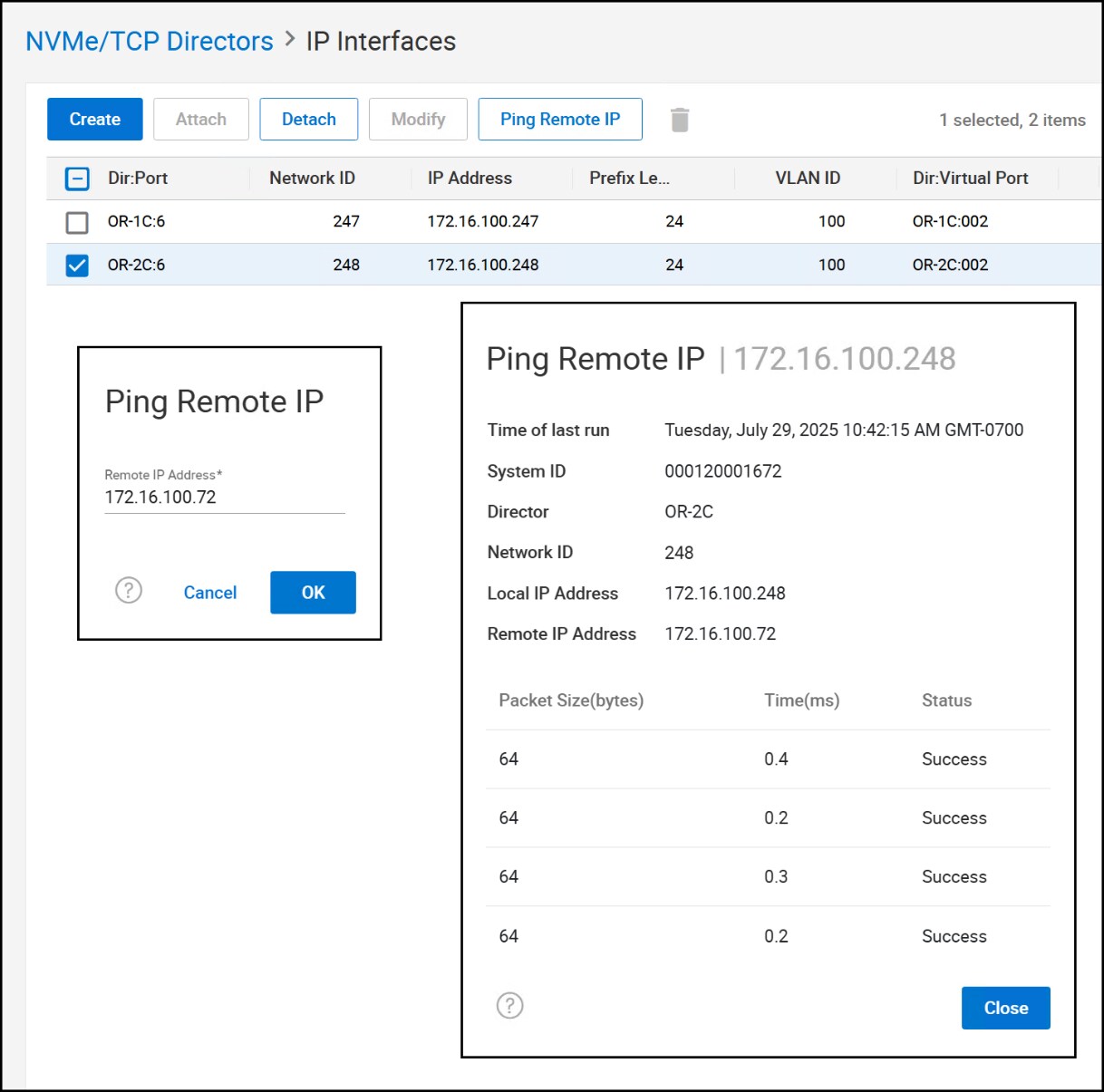Ping in Unisphere for IP interface