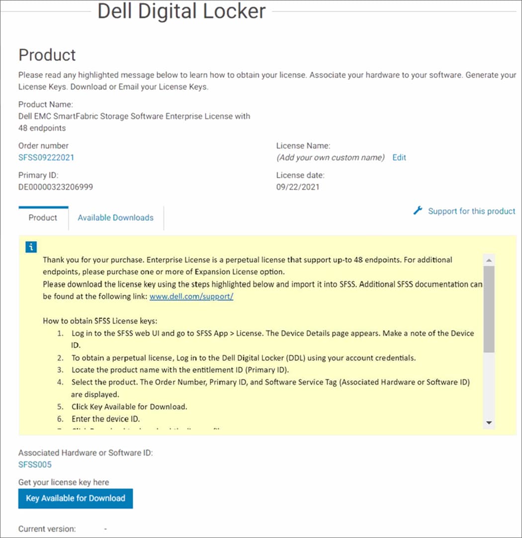 The Software Service Tag is displayed