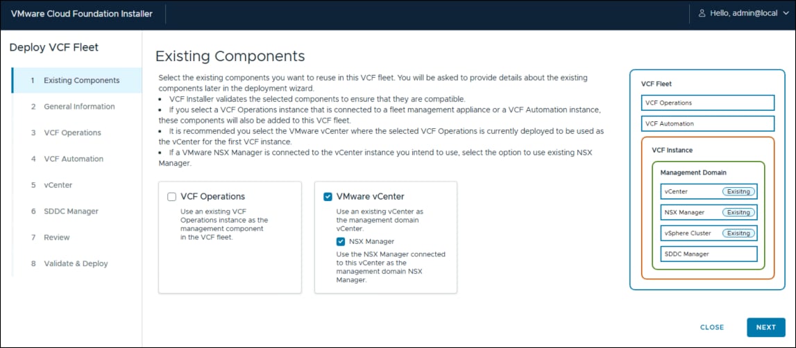 VMware Cloud Foundation Installer - step 1.