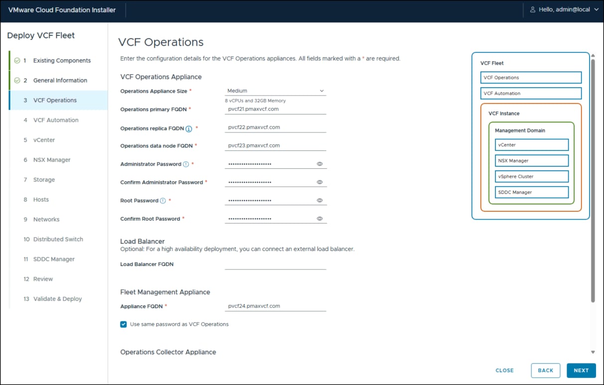 VMware Cloud Foundation Installer - step 3.