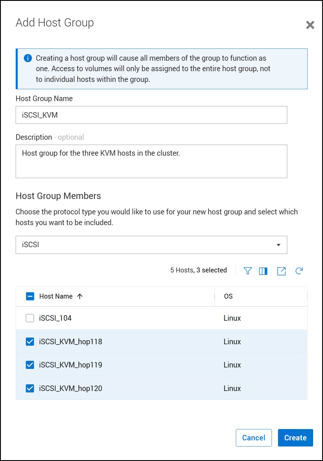 A screenshot of Add Host Group dialog.
