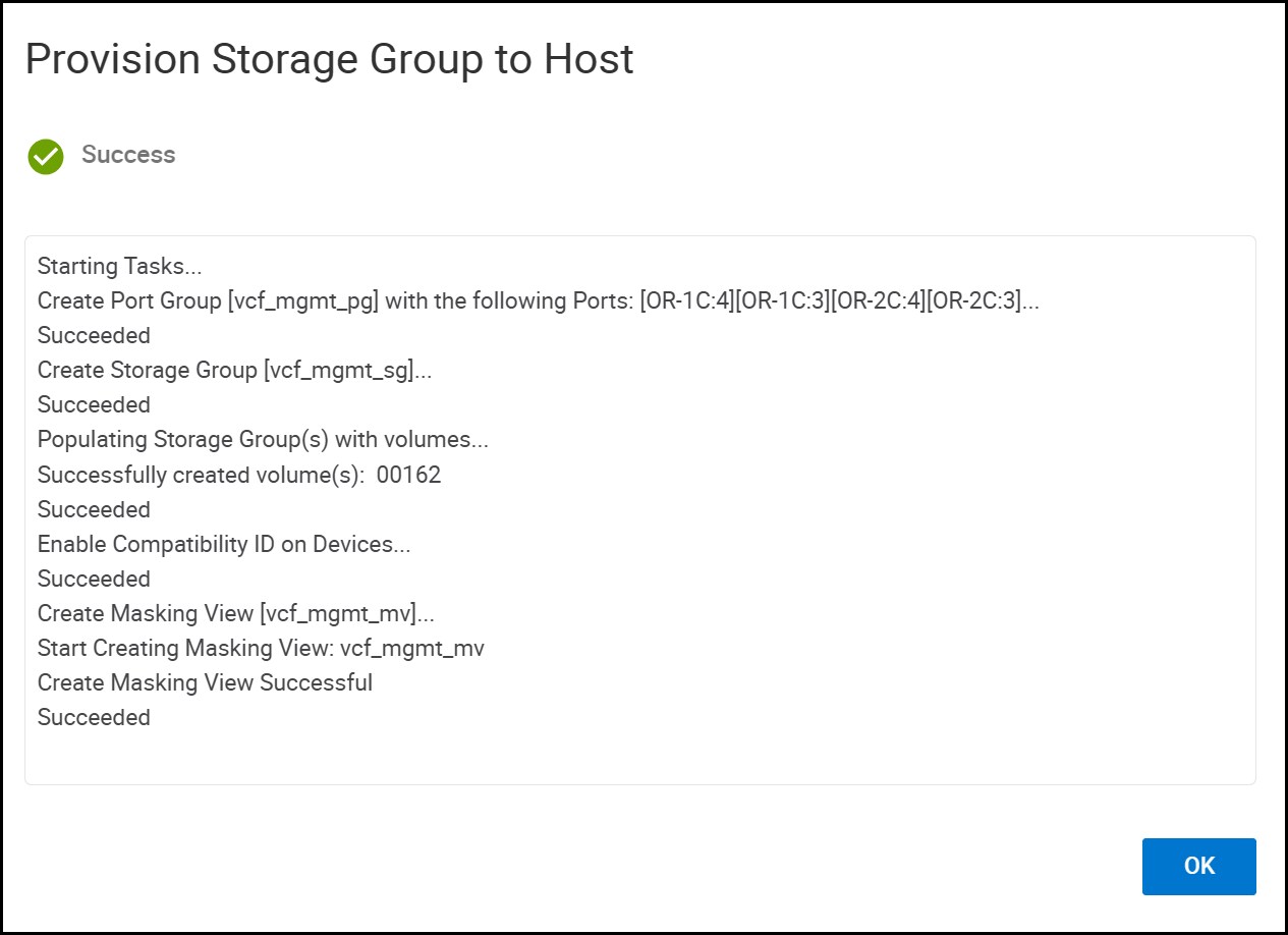 Wizard for storage provisioning in Unisphere, summary.