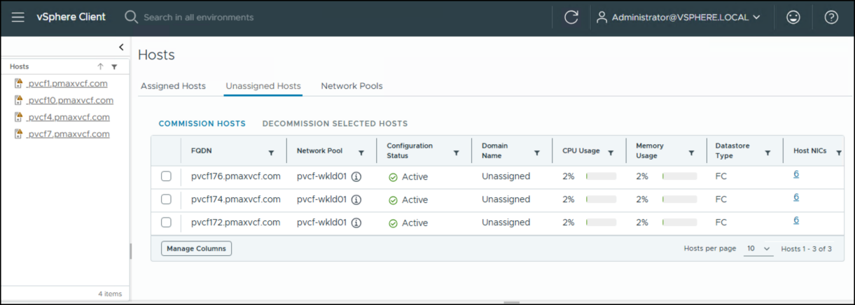 Commissioning hosts now showing unassigned after commissioning.